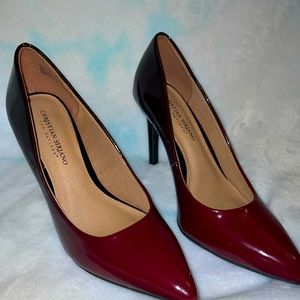 Christian Siriano red snd black ombré heels